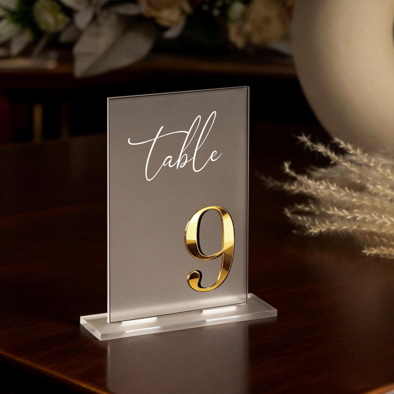 Table Number Gold - Números de Mesa Acrílicos para Decoración