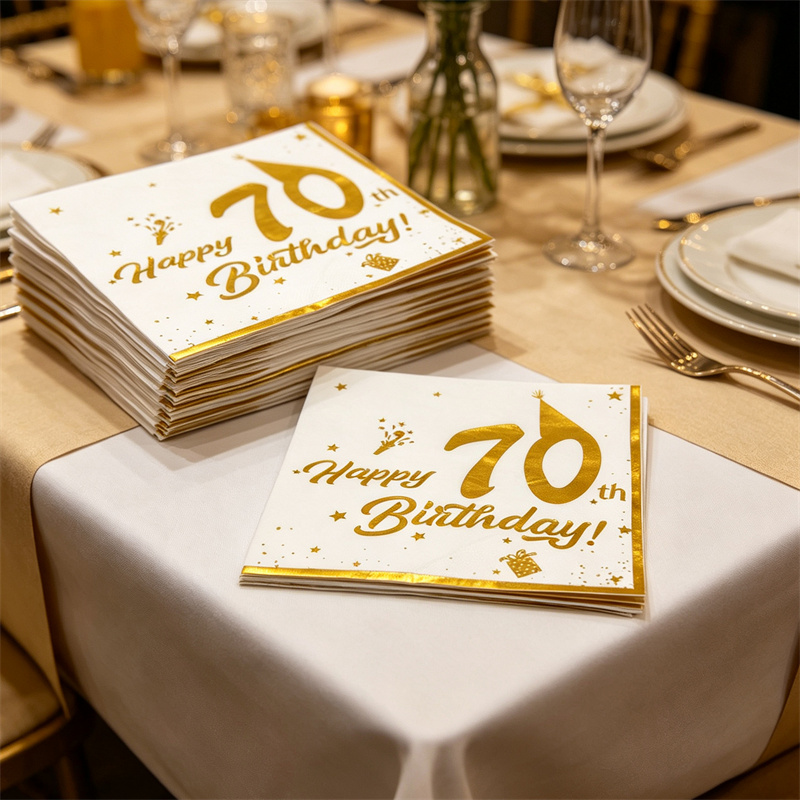 Table Number Gold - Servilletas doradas para el 70.º cumpleaños,